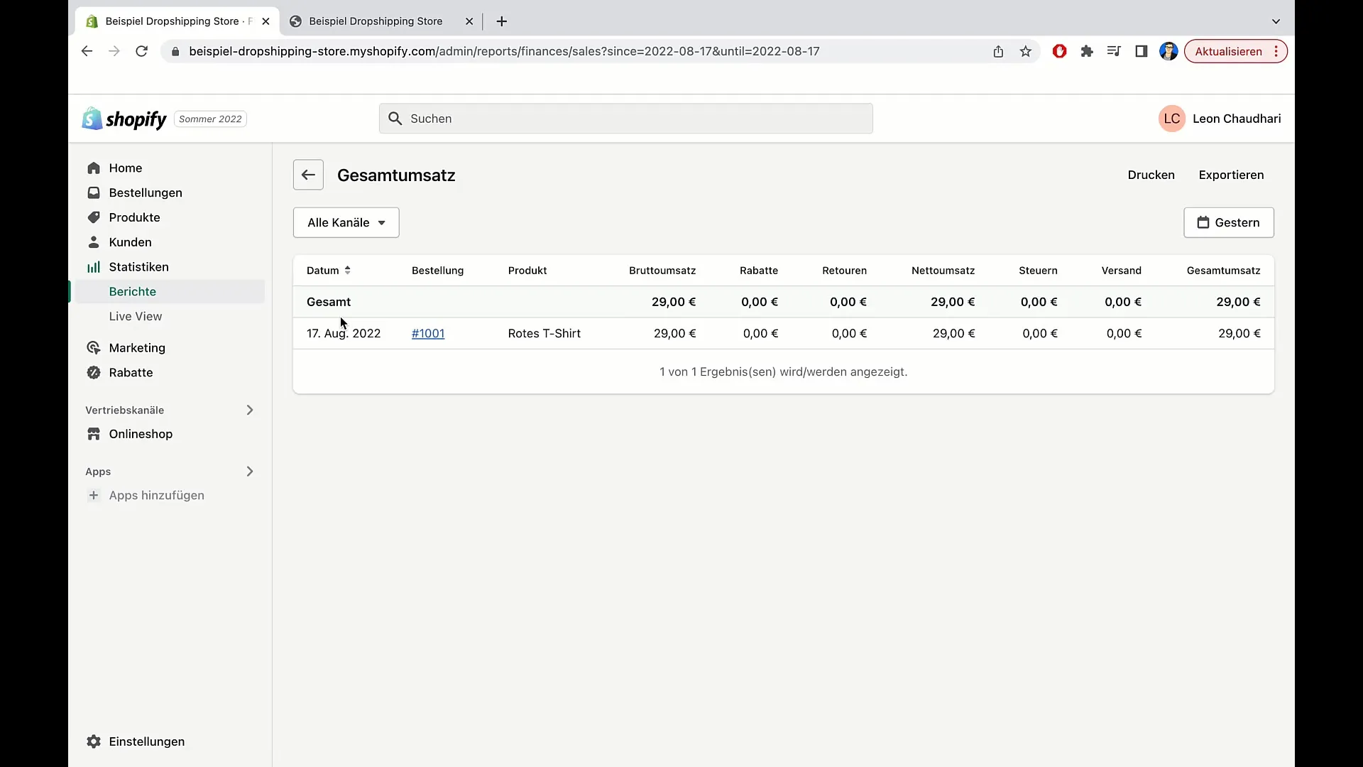 Använda försäljningsrapporten effektivt i Shopify