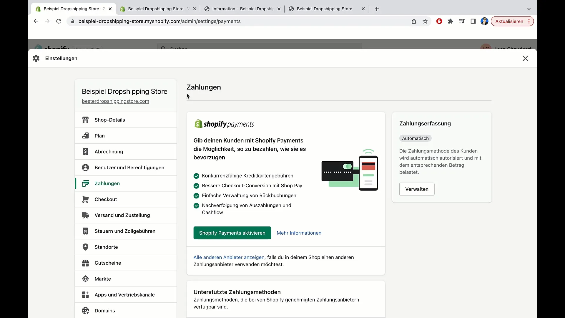 Så aktiverar du Shopify Payments för din onlinebutik