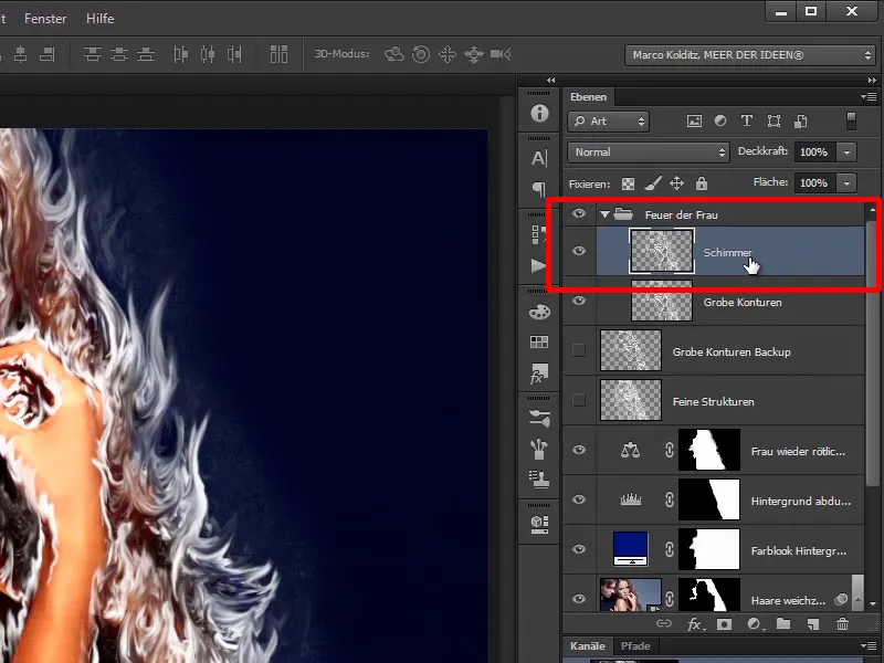 Photoshop composing - Fire and ice - Part 05: Making the fire glow