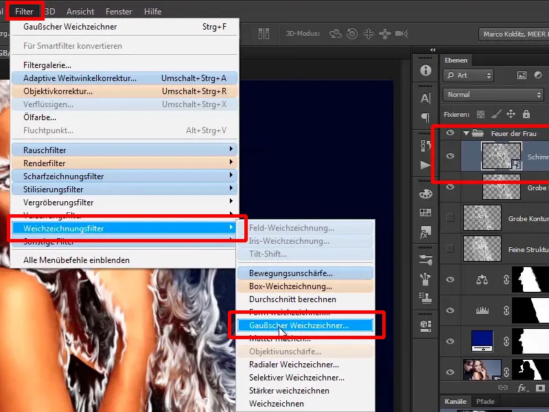 Photoshop composing - Fire and ice - Part 05: Making the fire glow