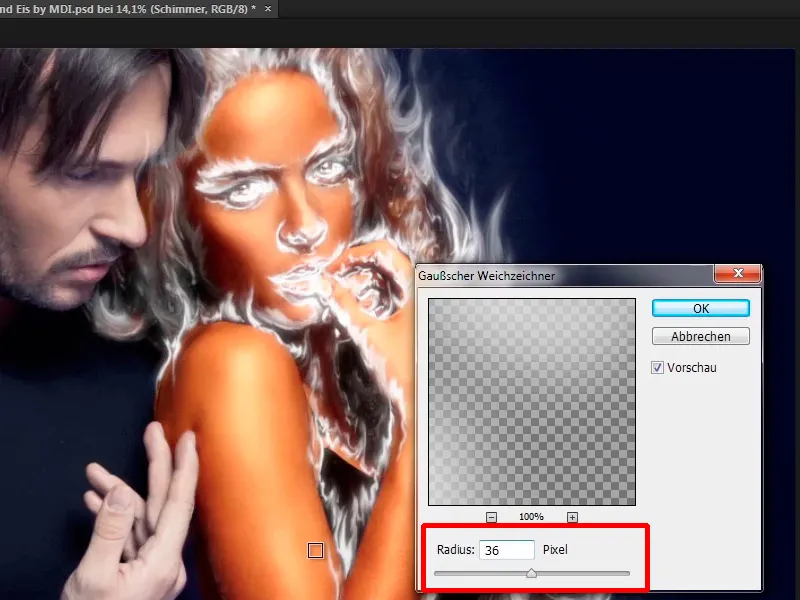 Photoshop composing - Fire and ice - Part 05: Making the fire glow