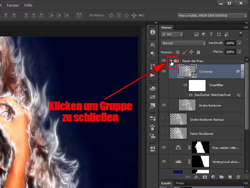 Photoshop composing - Fire and ice - Part 05: Making the fire glow