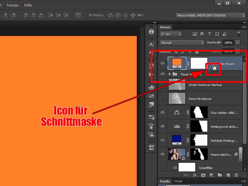 Photoshop composing - Fire and ice - Part 05: Making the fire glow