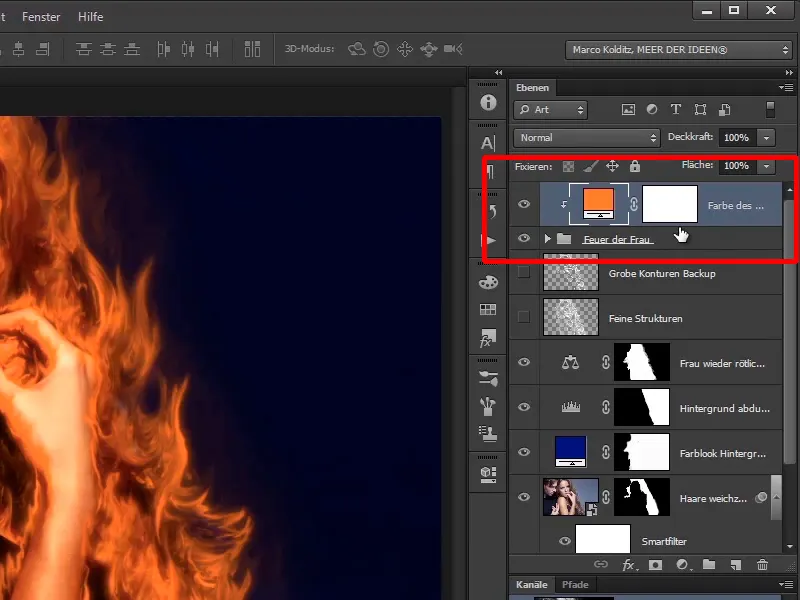 Photoshop composing - Fire and ice - Part 05: Making the fire glow