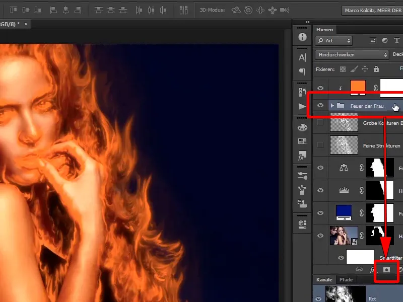 Photoshop composing - Fire and ice - Part 05: Making the fire glow