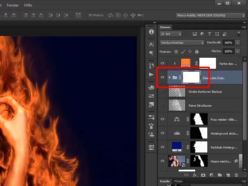 Photoshop composing - Fire and ice - Part 05: Making the fire glow