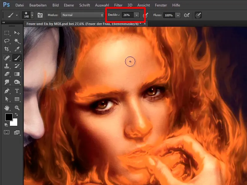 Photoshop composing - Fire and ice - Part 05: Making the fire glow
