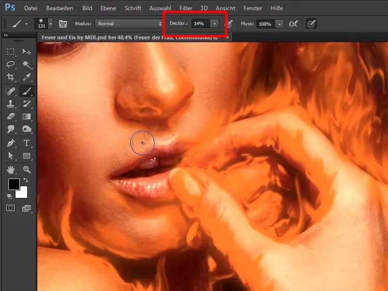 Photoshop composing - Fire and ice - Part 05: Making the fire glow