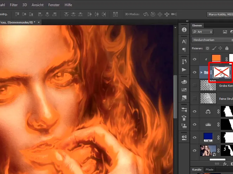 Photoshop composing - Fire and ice - Part 05: Making the fire glow