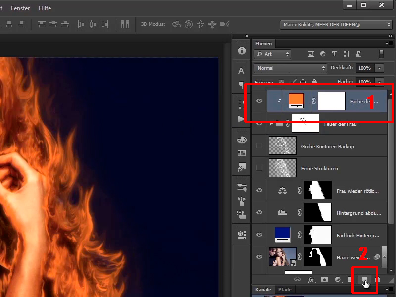 Photoshop-Composing - Feuer und Eis - Teil 05: Das Feuer zum Leuchten bringen