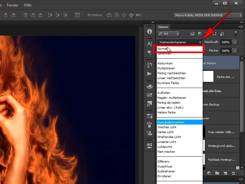 Photoshop composing - Fire and ice - Part 05: Making the fire glow