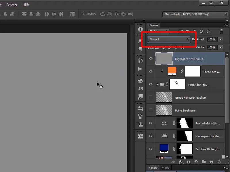 Photoshop composing - Fire and ice - Part 05: Making the fire glow