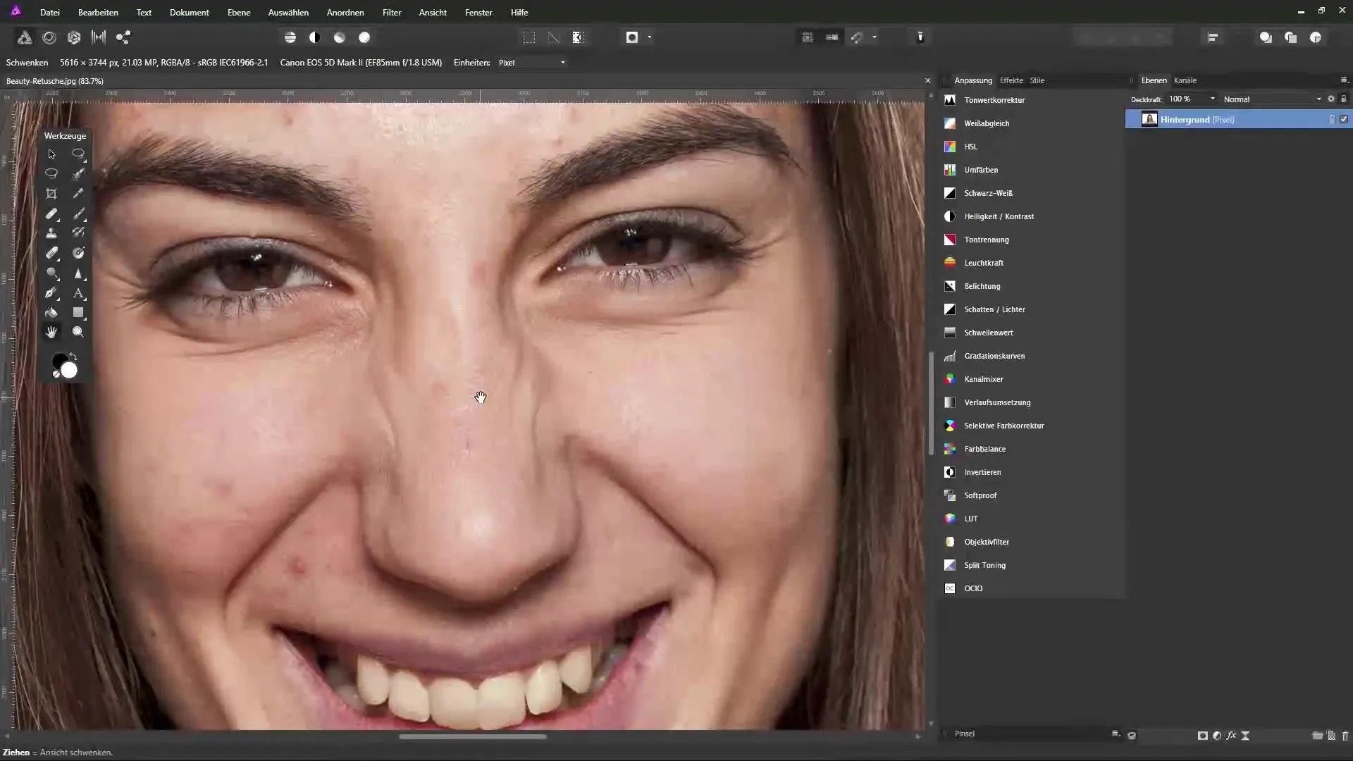 Voreinstellungen für die Beauty-Retusche in Affinity Photo