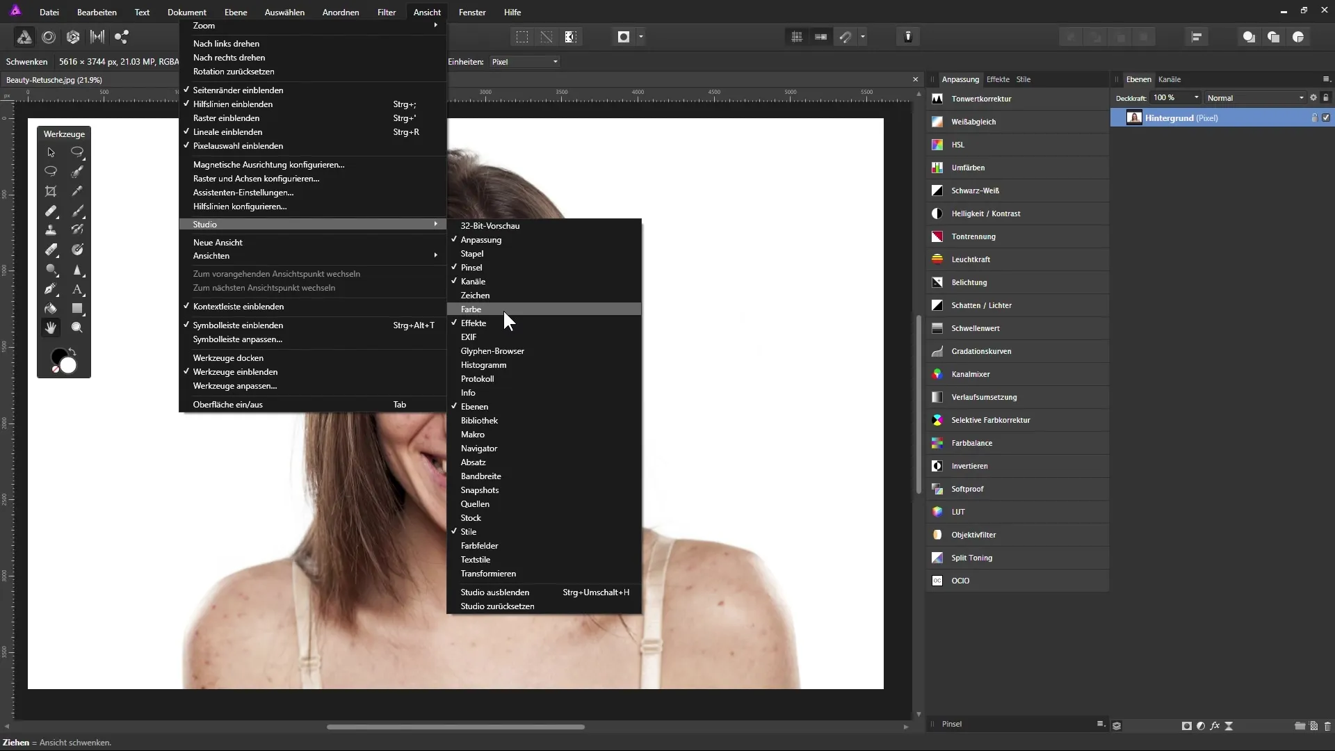 Voreinstellungen für die Beauty-Retusche in Affinity Photo