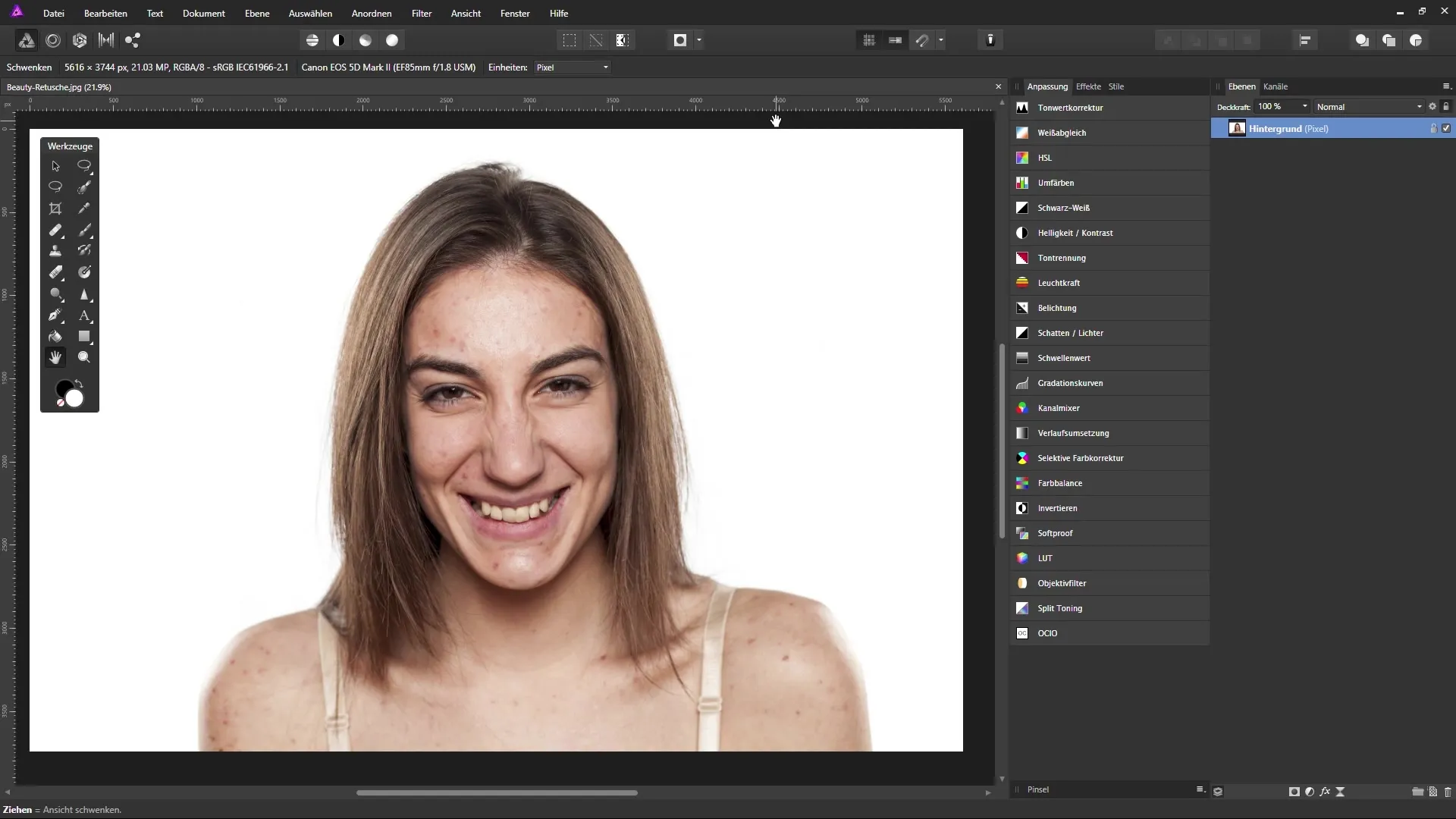 Voreinstellungen für die Beauty-Retusche in Affinity Photo