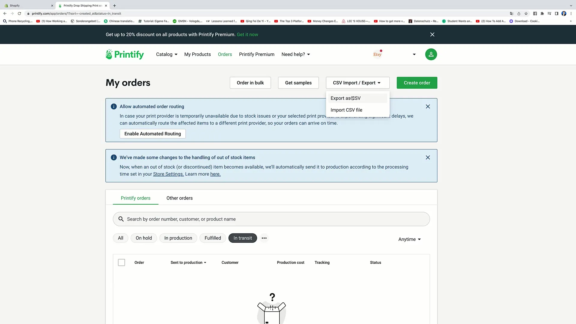 Kurs E-Commerce: Printify - Tinjauan tentang fungsi akun Kurs E-Commerce: Printify - Gambaran fungsi akun