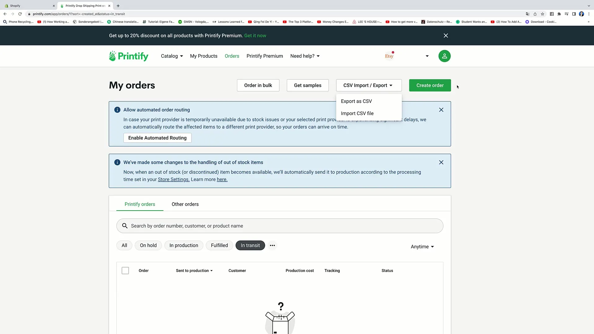 Kurs E-Commerce: Printify - Tinjauan fungsi akun Kurs E-Commerce: Printify - Melihat fitur akun