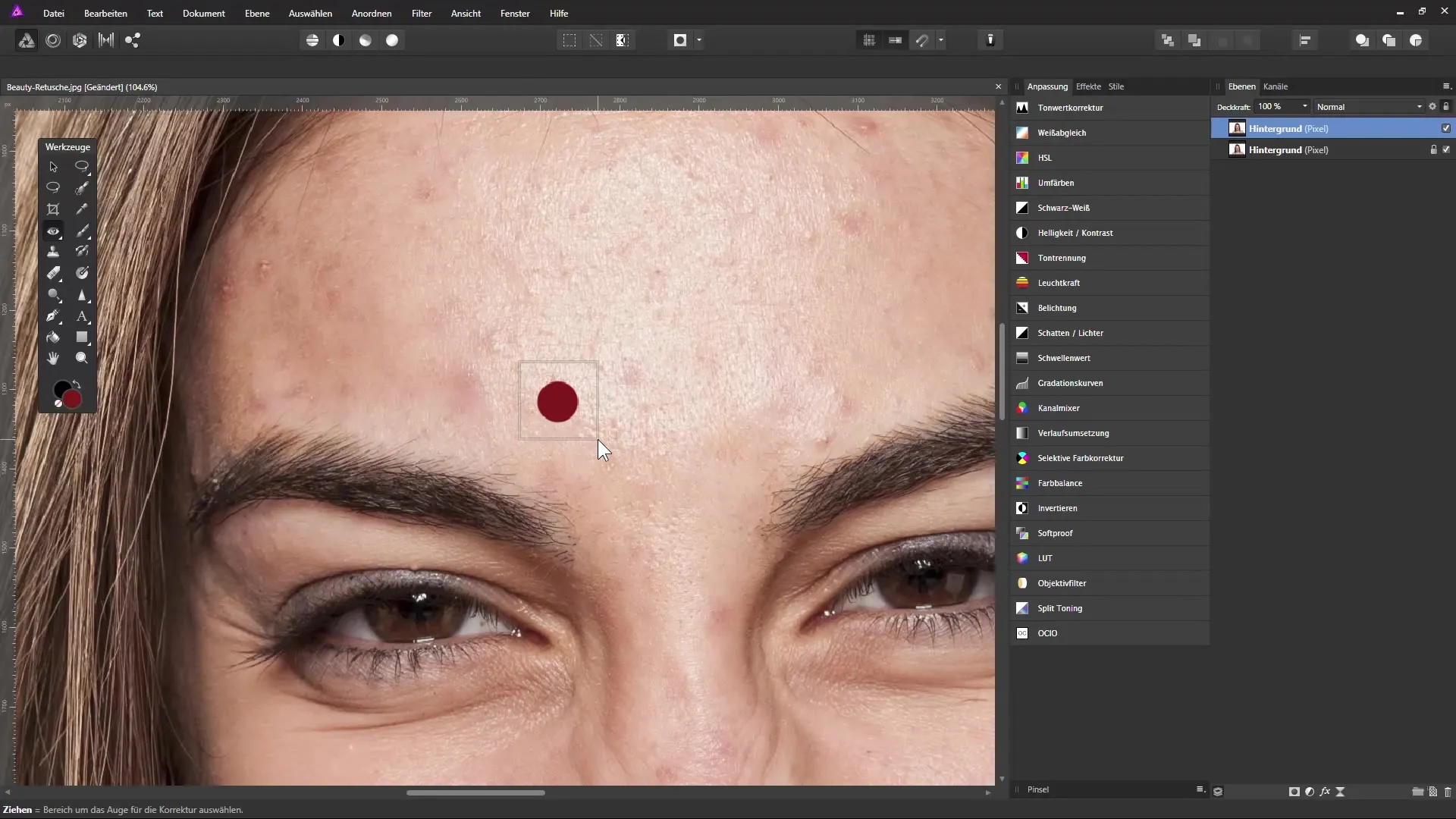 Hautunreinheiten effektiv in Affinity Photo entfernen