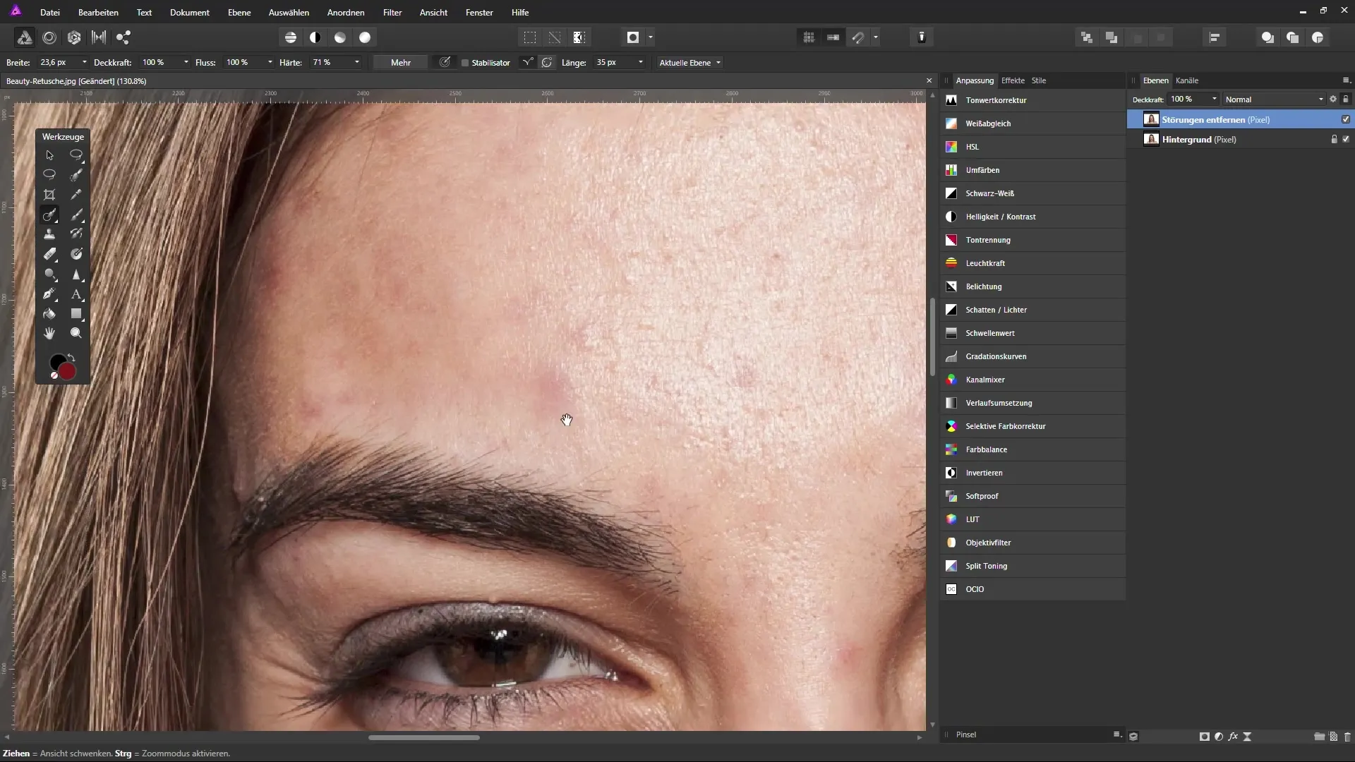 Hautunreinheiten effektiv in Affinity Photo entfernen