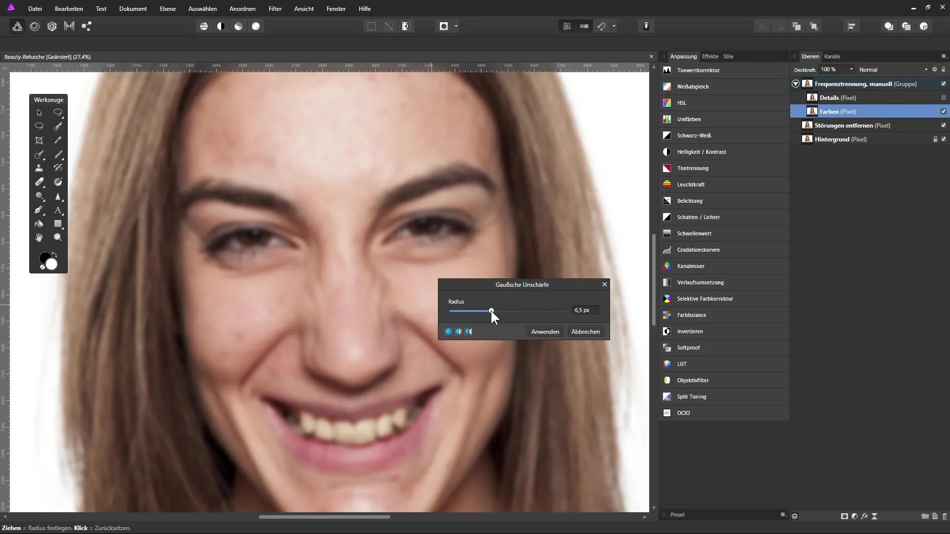 Hautrettung mit Frequenztrennung in Affinity Photo Hautrettung mit Frequenztrennung in Affinity Photo
