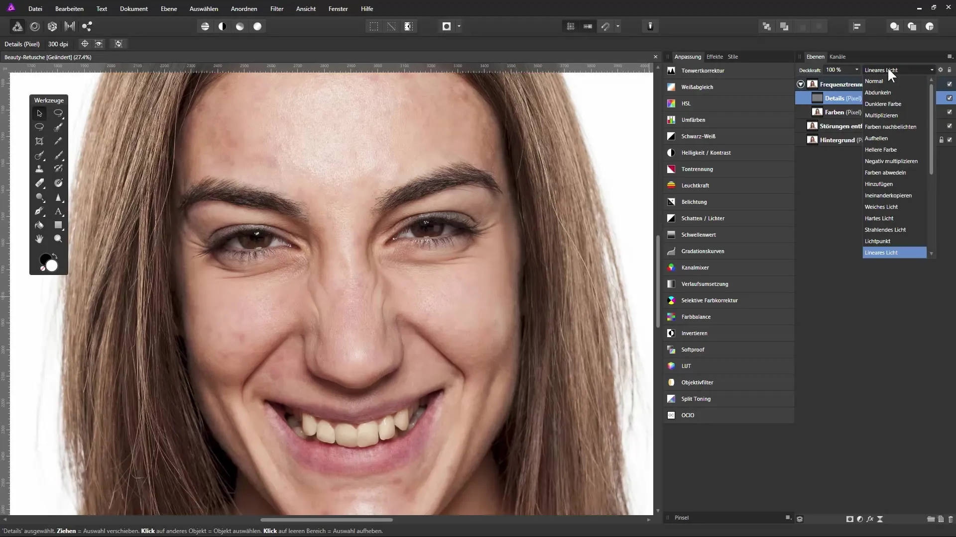 Hautrettung mit Frequenztrennung in Affinity Photo Hautrettung mit Frequenztrennung in Affinity Photo