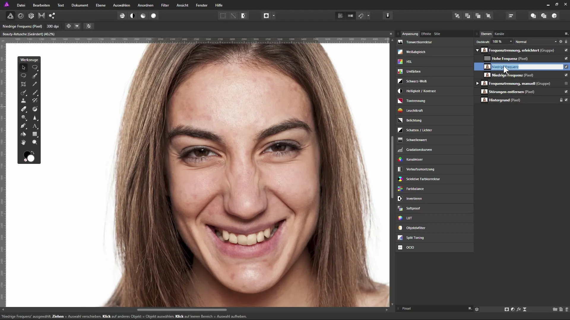 Hautrettung mit Frequenztrennung in Affinity Photo Hautrettung mit Frequenztrennung in Affinity Photo