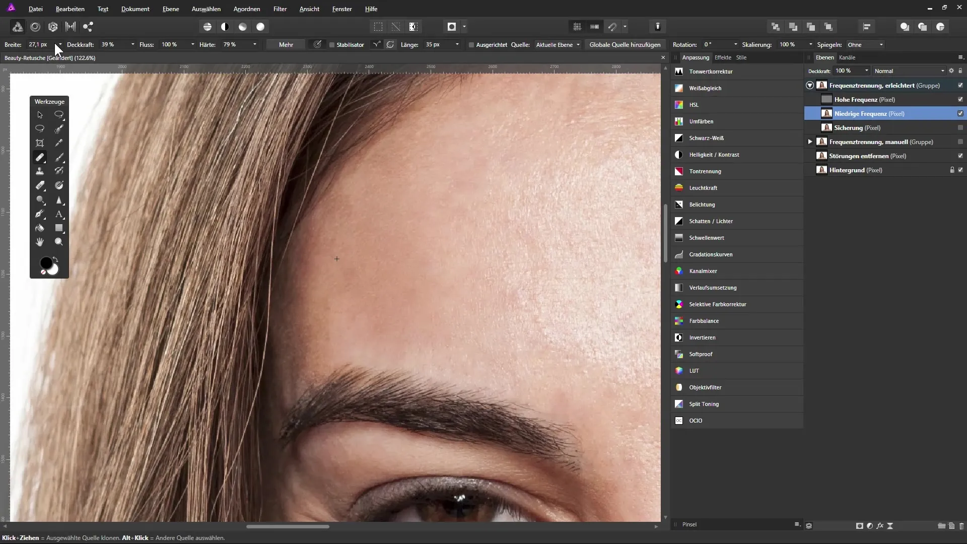 Hautrettung mit Frequenztrennung in Affinity Photo Hautrettung mit Frequenztrennung in Affinity Photo