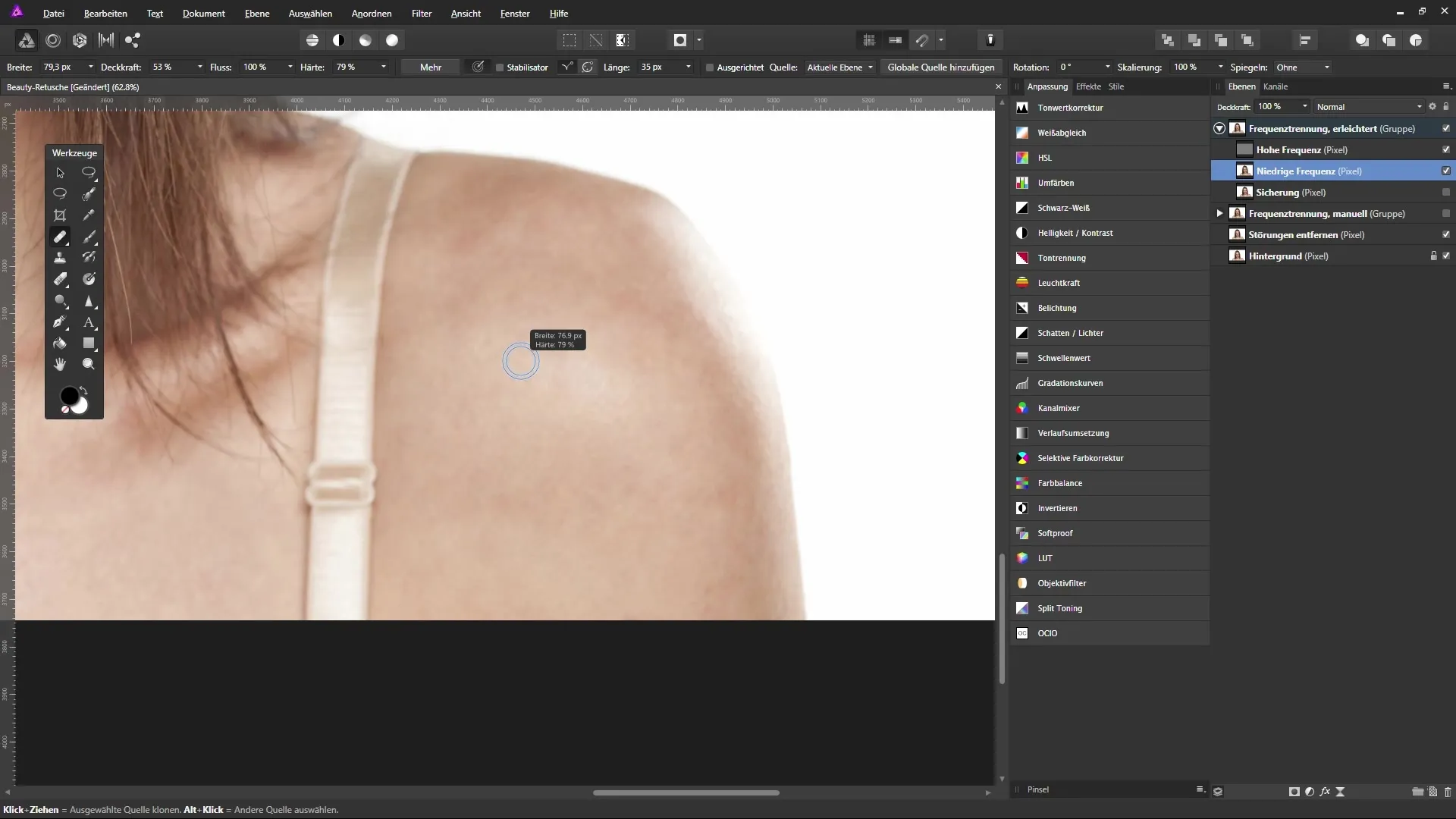 Hautrettung mit Frequenztrennung in Affinity Photo Hautrettung mit Frequenztrennung in Affinity Photo