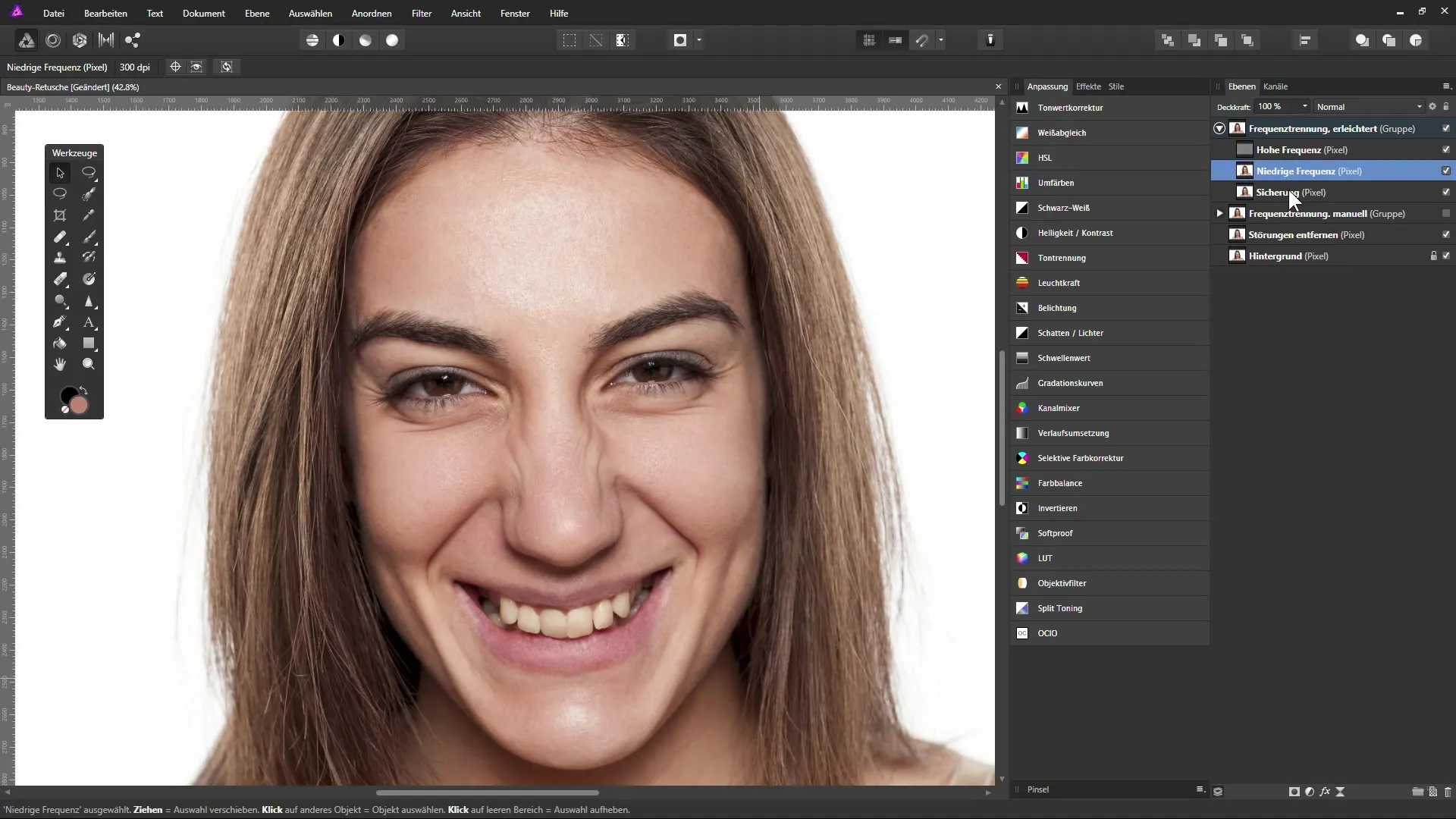 Hautrettung mit Frequenztrennung in Affinity Photo Hautrettung mit Frequenztrennung in Affinity Photo