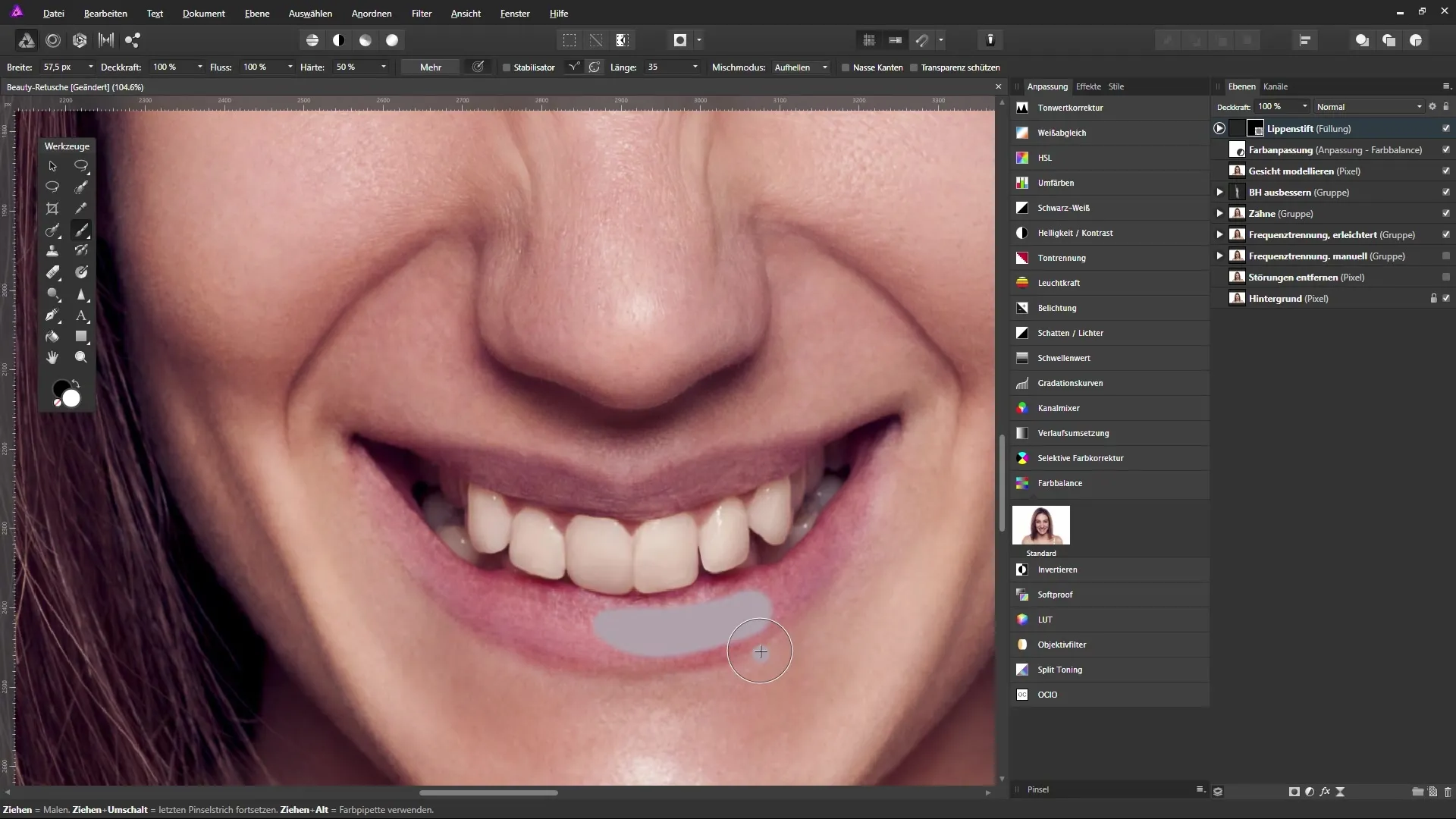 Farb- und Make-up-Anpassungen in Affinity Photo Farb- und Make-up-Anpassungen in Affinity Photo