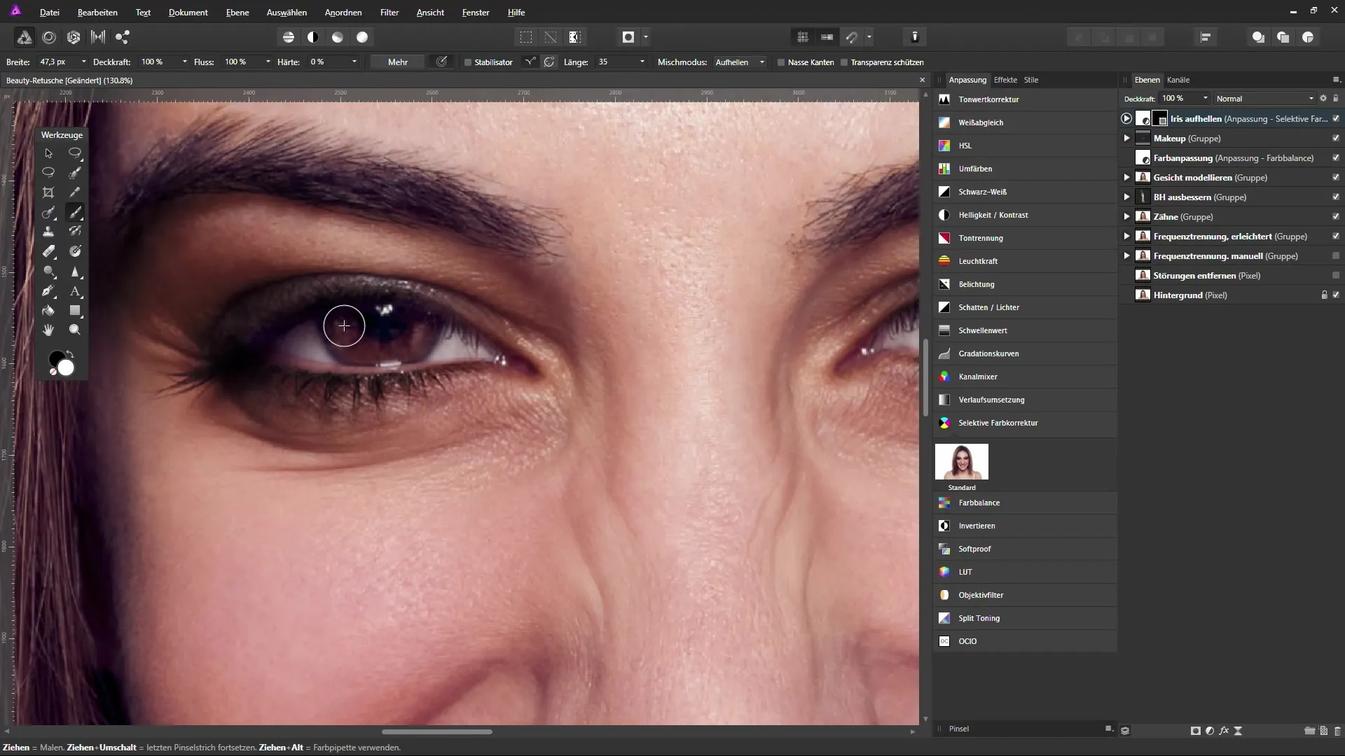 Farb- und Make-up-Anpassungen in Affinity Photo Farb- und Make-up-Anpassungen in Affinity Photo