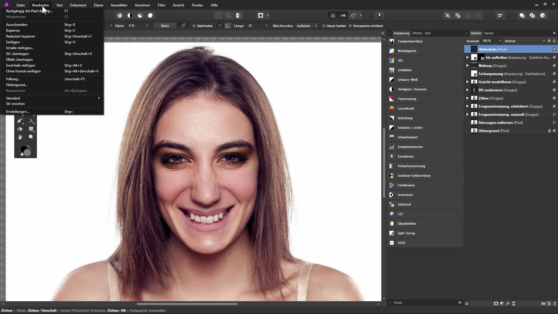 Aufhellen und Abdunkeln für plastische Bilder in Affinity Photo
