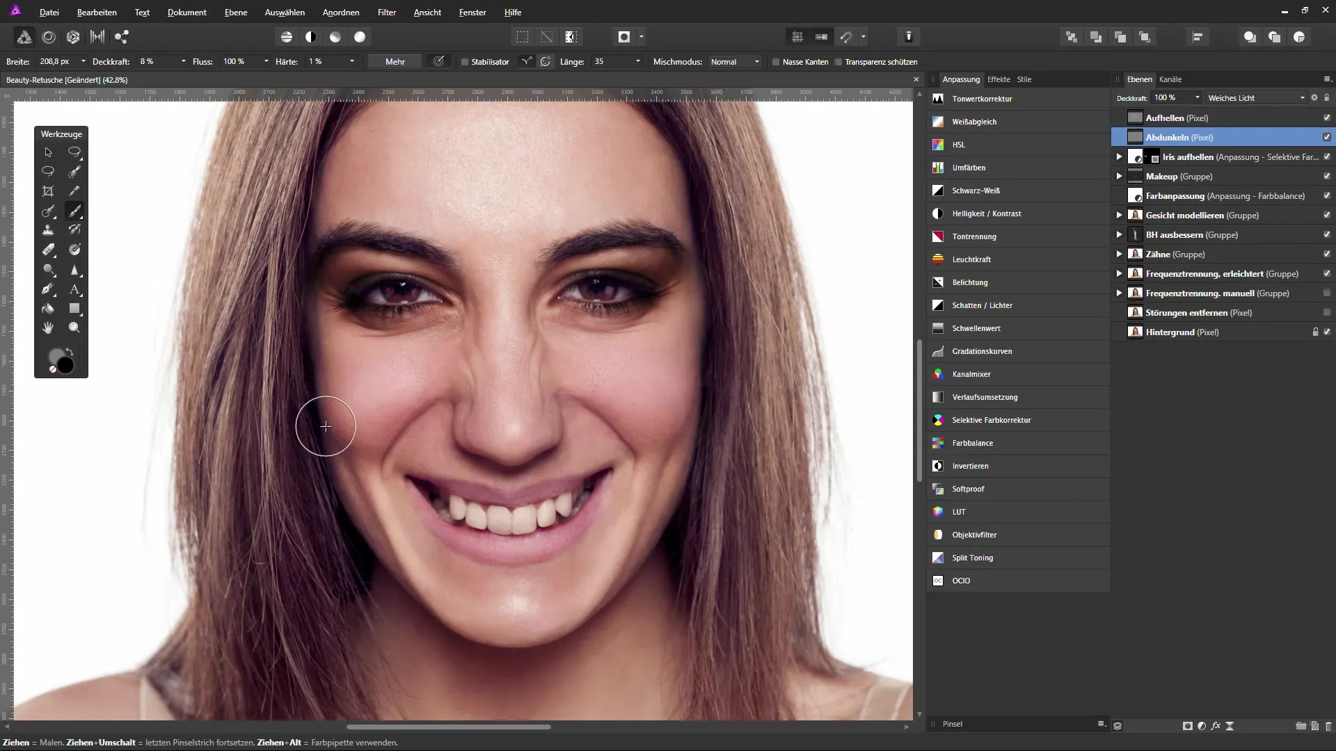 Aufhellen und Abdunkeln für plastische Bilder in Affinity Photo