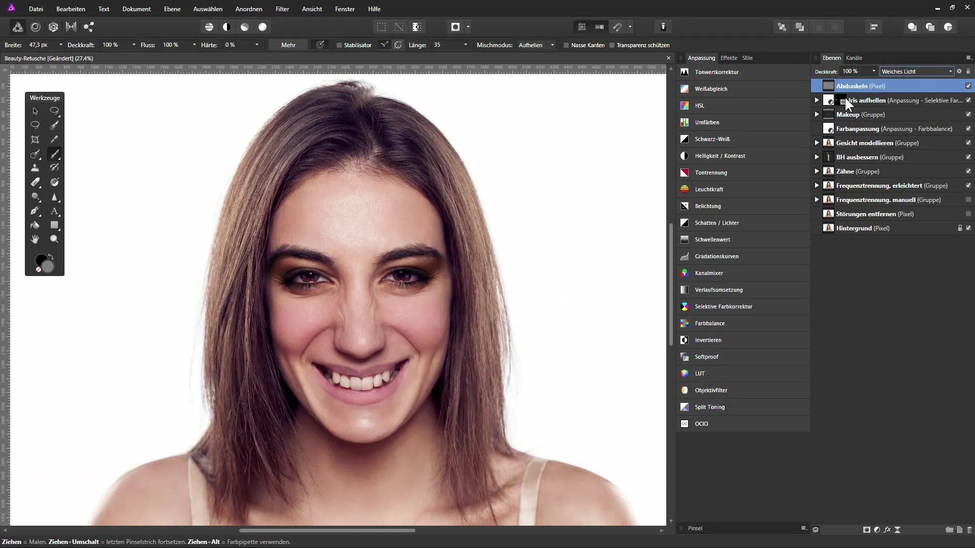 Aufhellen und Abdunkeln für plastische Bilder in Affinity Photo