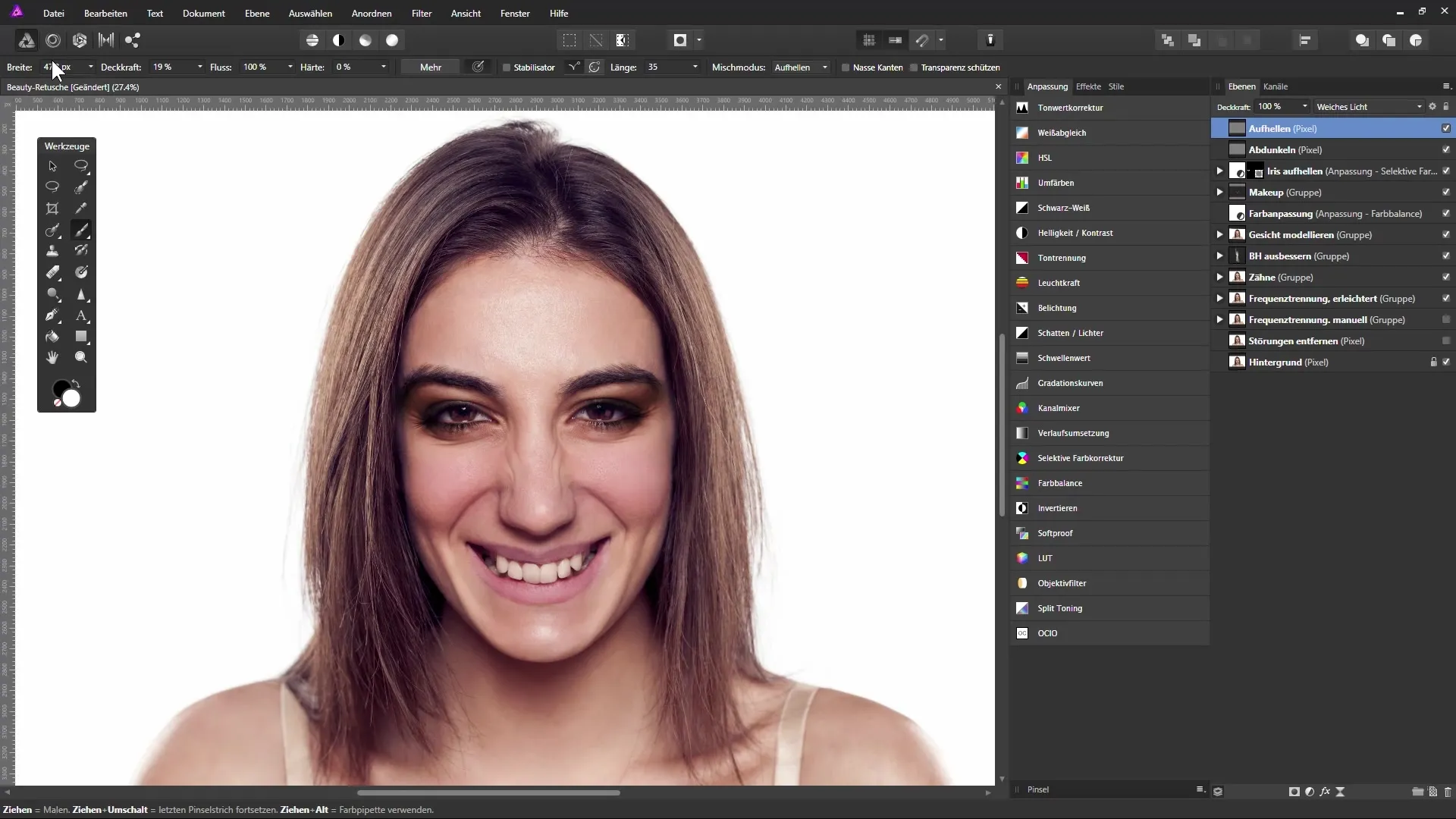 Aufhellen und Abdunkeln für plastische Bilder in Affinity Photo