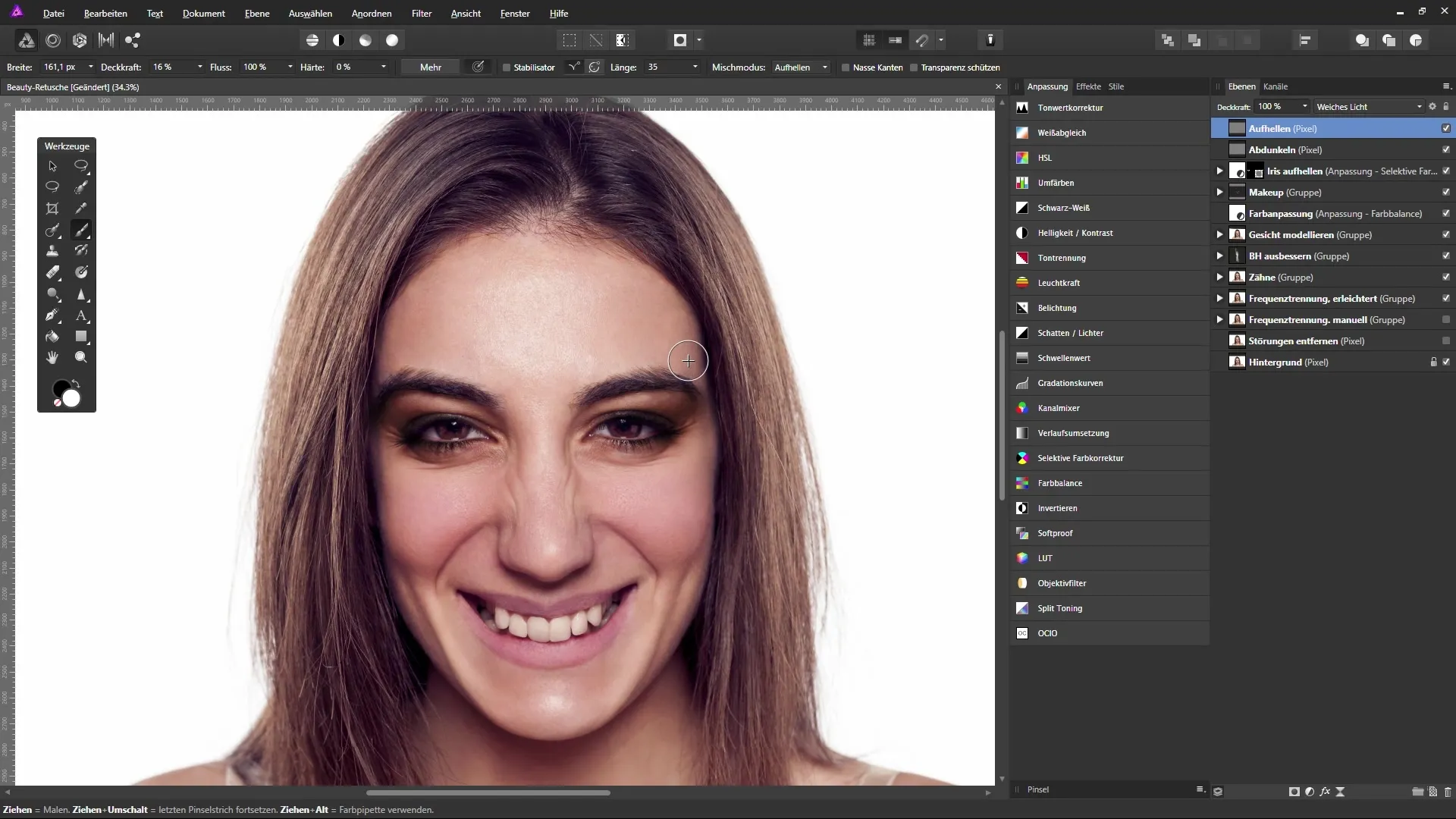 Aufhellen und Abdunkeln für plastische Bilder in Affinity Photo