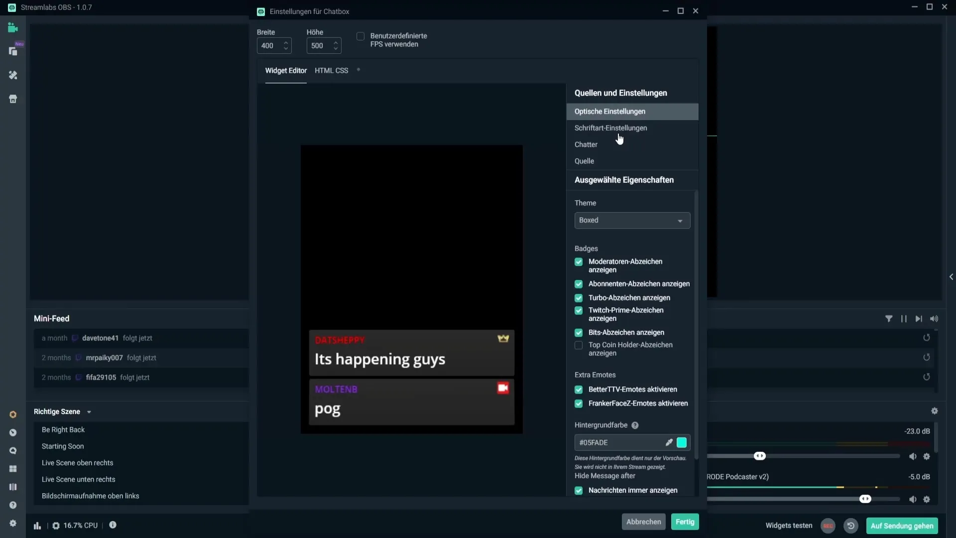 Streamlabs OBS: Configurar óptimamente el Chat-Box Streamlabs OBS: Configurar la caja de chat de manera óptima