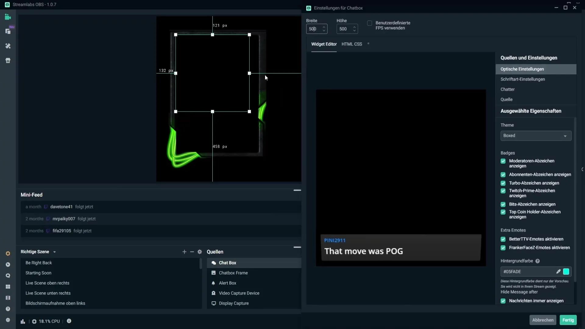 Streamlabs OBS: Configurar la caja de chat de manera óptima Streamlabs OBS: Configuración óptima de la caja de chat