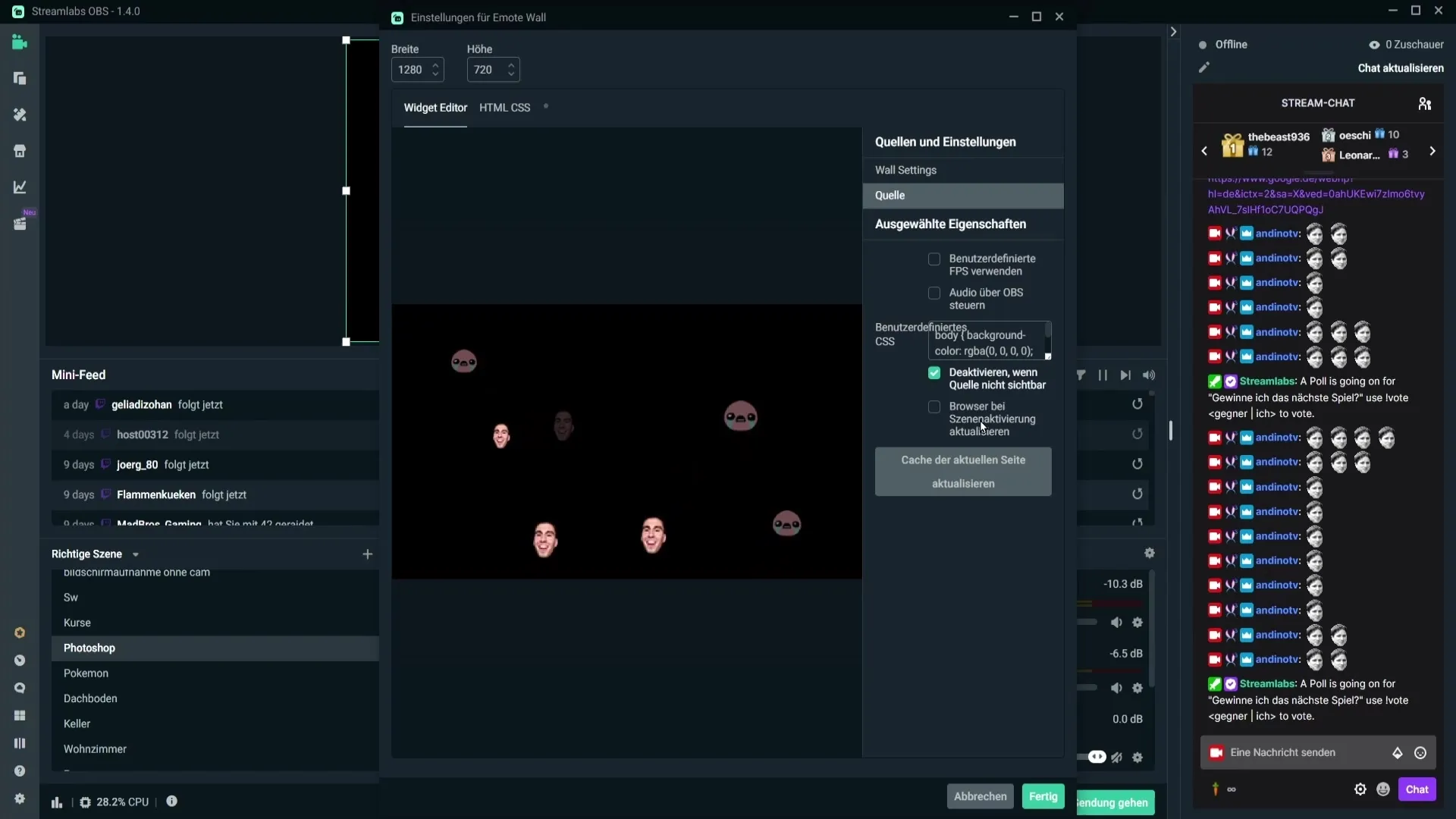Configurar eficazmente el Emote Wall en Streamlabs OBS