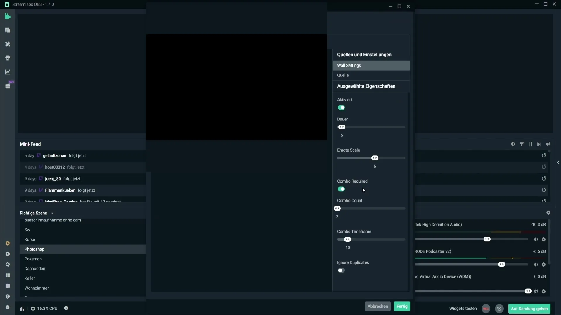 Configurar el Emote Wall de manera efectiva en Streamlabs OBS