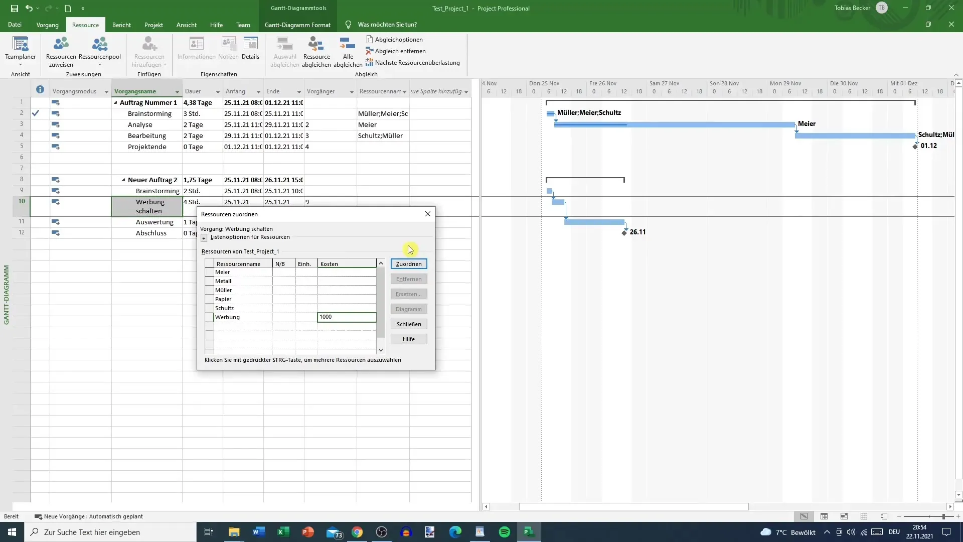 MS Projectで効率的にコストを設定する
