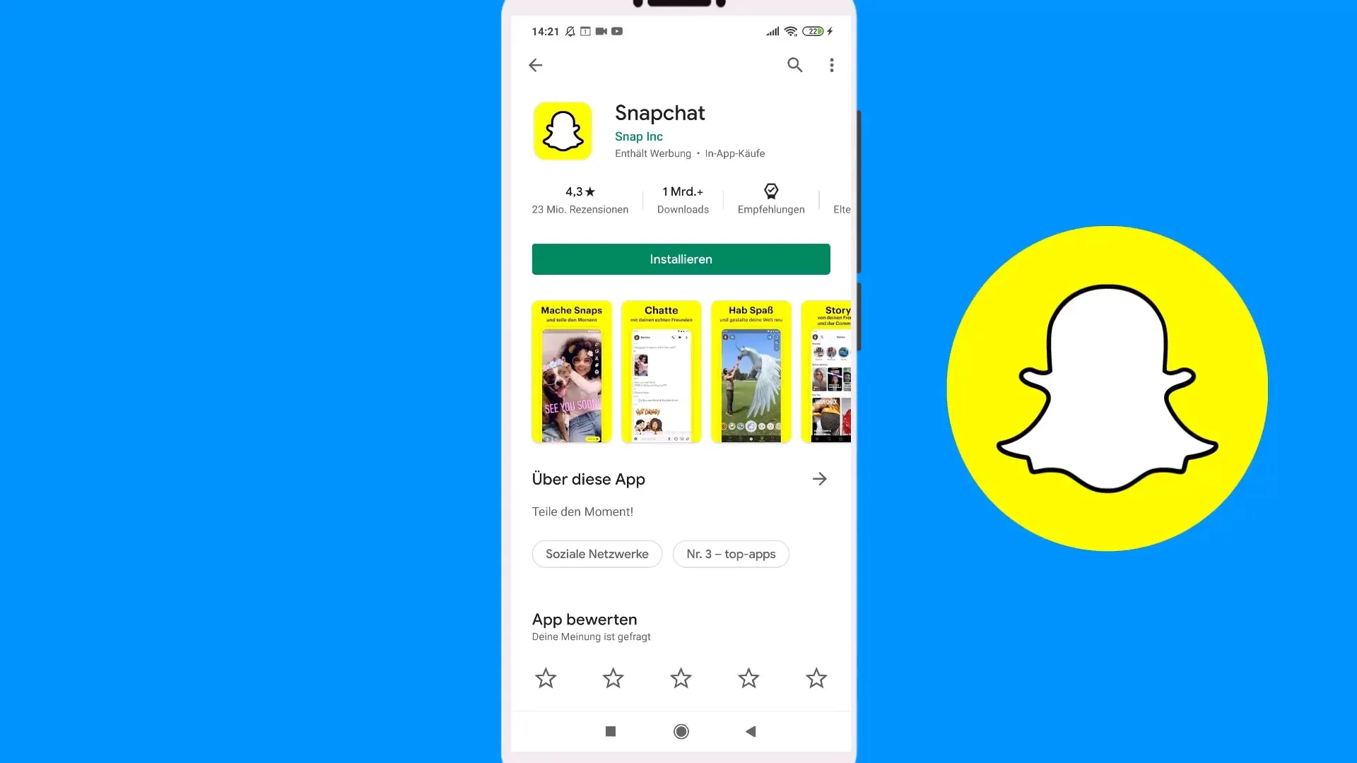 Snapchat-sovelluksen lataaminen on helppoa