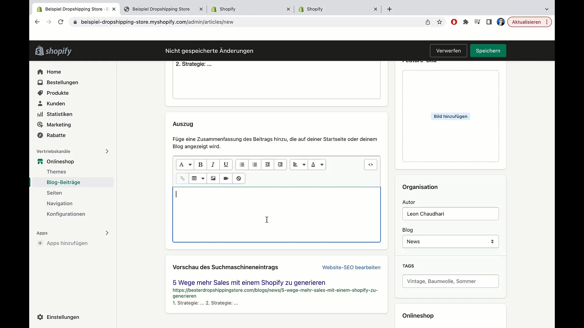 Blog-Beiträge erfolgreich in Shopify erstellen Blog-Beiträge erfolgreich in Shopify erstellen