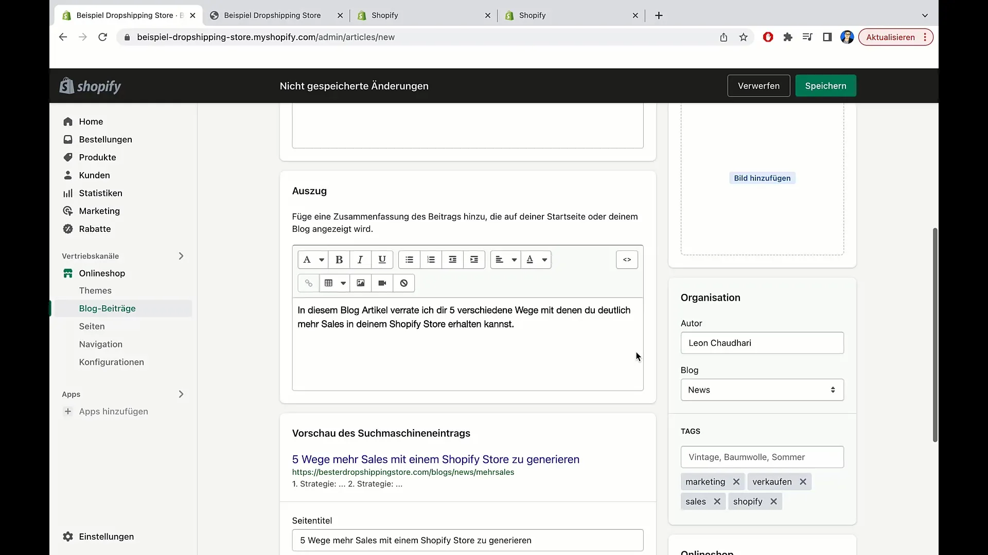 Blog-Beiträge erfolgreich in Shopify erstellen Blog-Beiträge erfolgreich in Shopify erstellen
