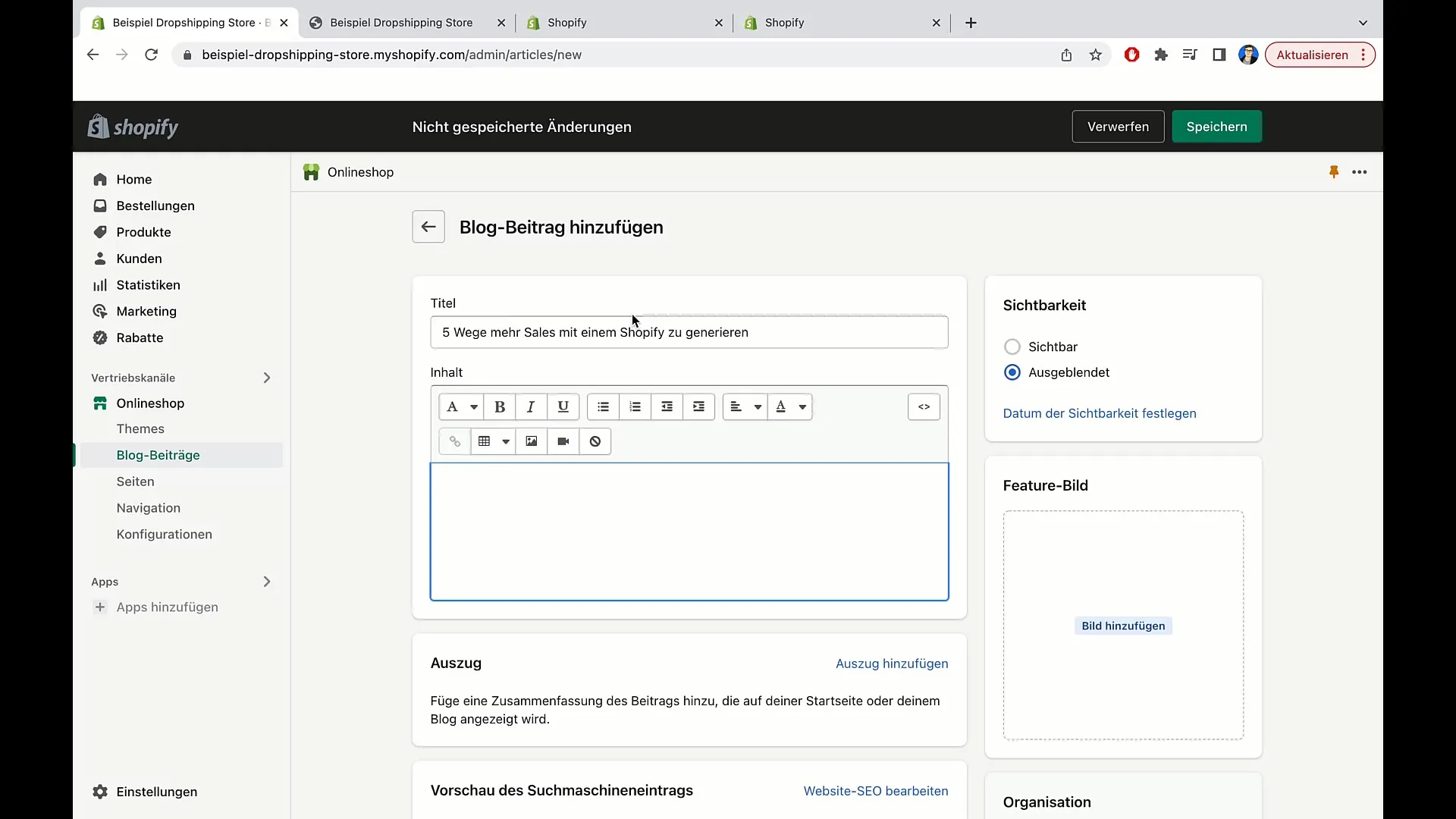 Blog-Beiträge erfolgreich in Shopify erstellen Blog-Beiträge erfolgreich in Shopify erstellen