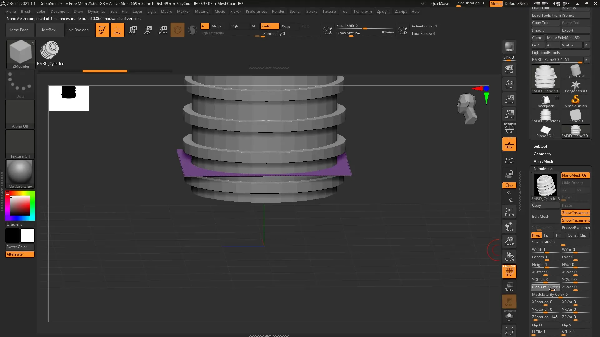 ZBrush 2021 - Use Nanomesh Instances Correctly ZBrush 2021 - Use Nanomesh Instances Correctly