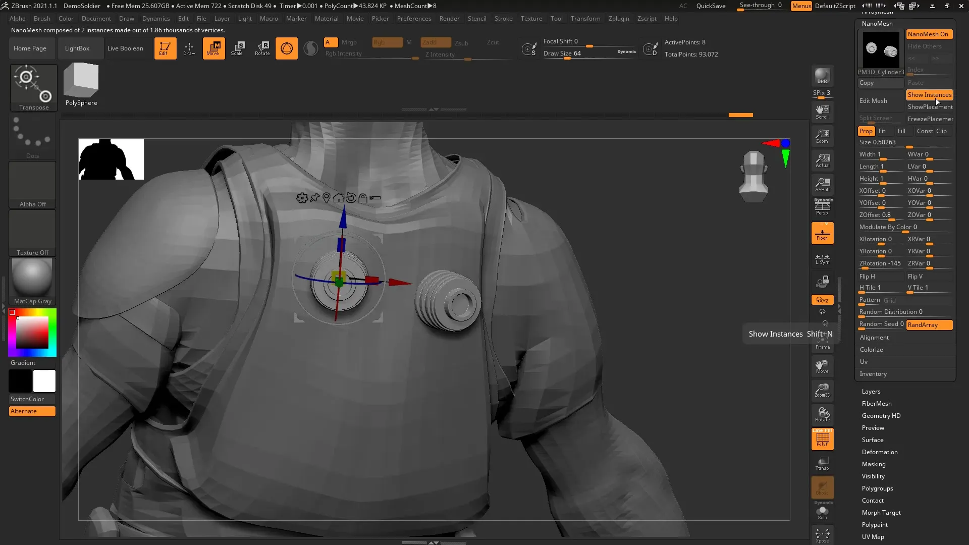 ZBrush 2021 - Use Nanomesh Instances Correctly ZBrush 2021 - Use Nanomesh Instances Correctly