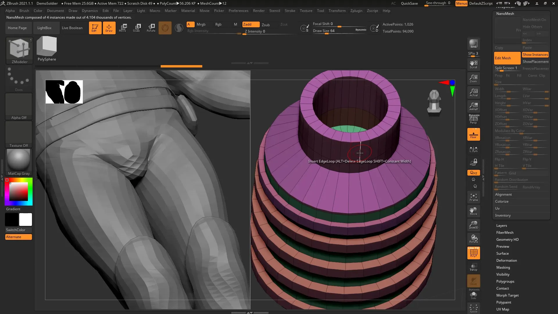 ZBrush 2021 - Use Nanomesh Instances Correctly ZBrush 2021 - Use Nanomesh Instances Correctly