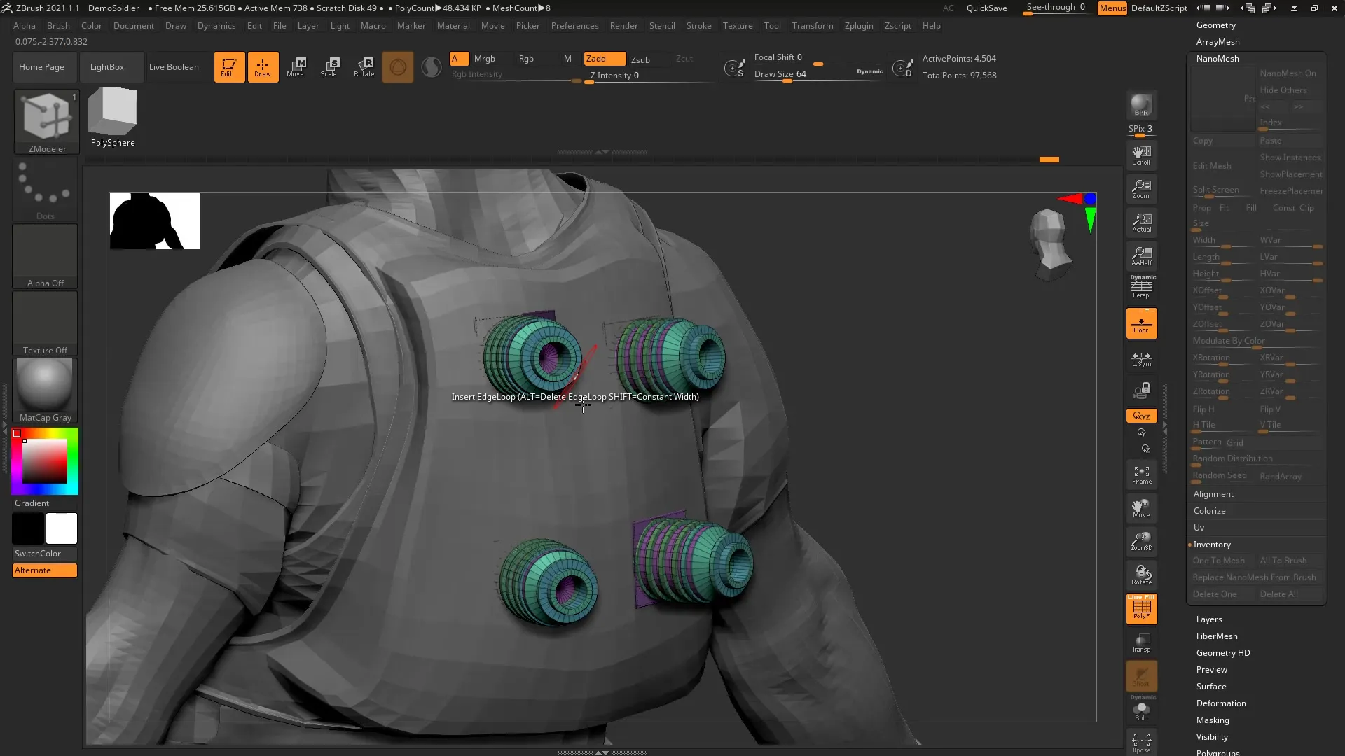 ZBrush 2021 - Use Nanomesh Instances Correctly ZBrush 2021 - Use Nanomesh Instances Correctly
