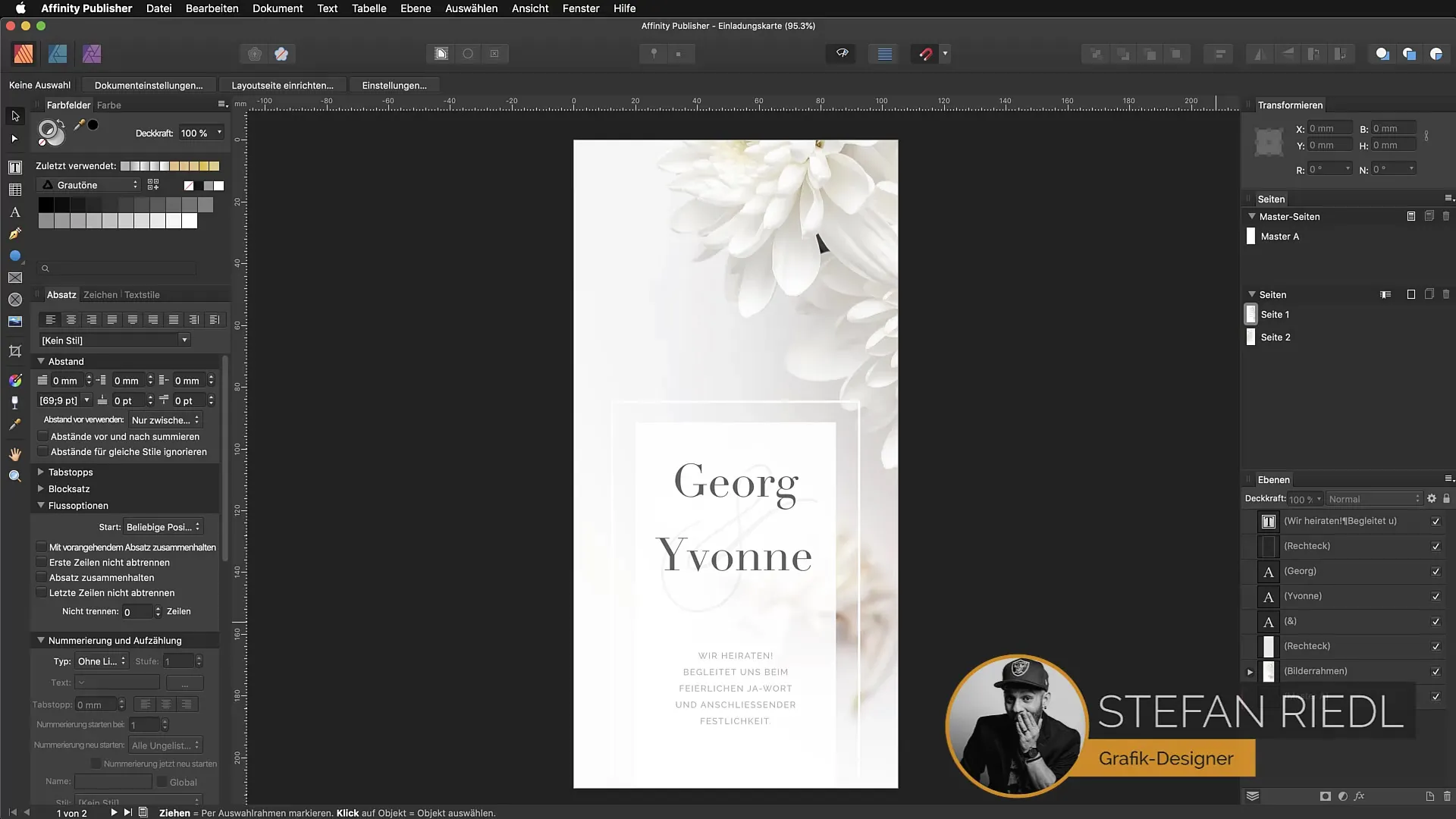 アフィニティパブリッシャーにおける部分的な金箔装飾用の装飾色 Affinity Publisherでの部分的な装飾のための金属色